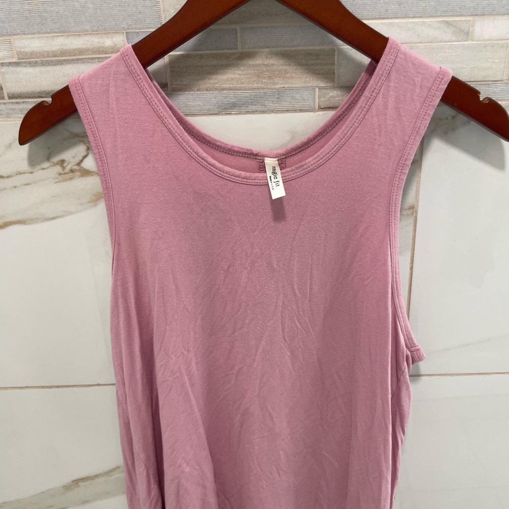 Magic Fit Mauve Sleeveless Tank Top split back rose pink made in USA 🇺🇸😊 M - Picture 7 of 8
